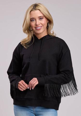 Roper Womens Fringe Fleece Black 100% Cotton Hoodie
