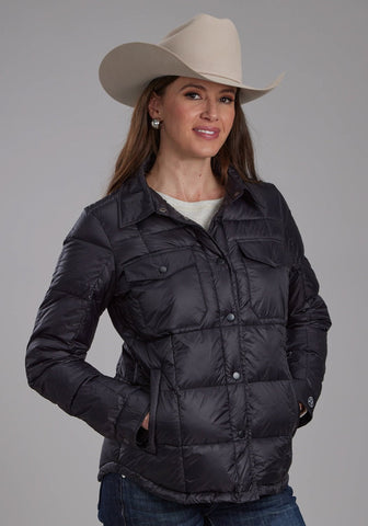 Roper Womens Down Filled Shirt Black 100% Nylon Softshell Jacket