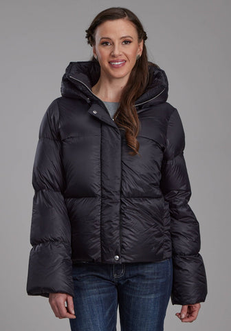 Roper Womens Puffer Down Coat Black 100% Nylon Softshell Jacket