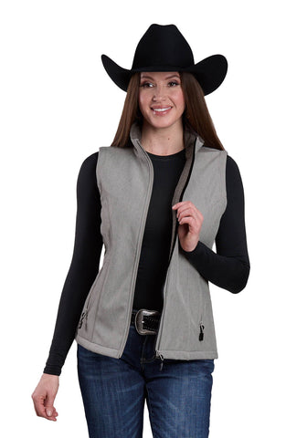 Roper Womens Bonded Fleece Cream/Grey Poly/Spandex Softshell Vest