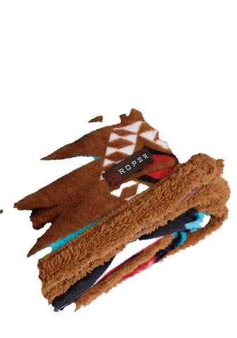 Roper Unisex Lined Aztec Print Turquoise 100% Polyester 50x60in Throw Blanket