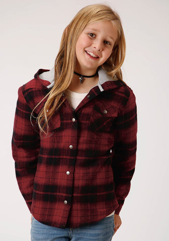 Roper Girls Cranberry Plaid Red/Black 100% Cotton Jacket