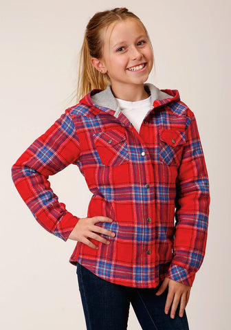 Roper Girls Thermal Lined Flannel Red 100% Cotton Jacket