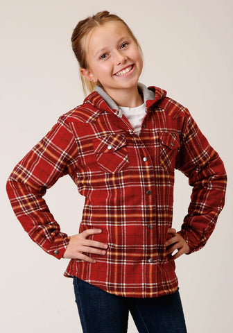 Roper Girls Thermal Lined Flannel Rust 100% Cotton Jacket