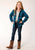 Roper Girls Thermal Lined Flannel Blue/Turquoise 100% Cotton Jacket