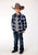 Roper Boys Sherpa Lined Plaid Blue 100% Cotton L/S Shirt
