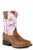 Roper Kids Girls Running Free Brown/Pink Leather Cowboy Boots