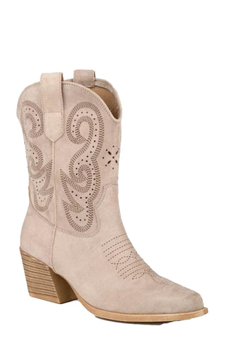 Roper Womens Miranda Beige Faux Leather 8in Cowboy Boots