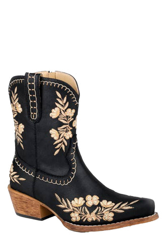 Roper Womens Wynona Black Faux Leather Cowboy Boots