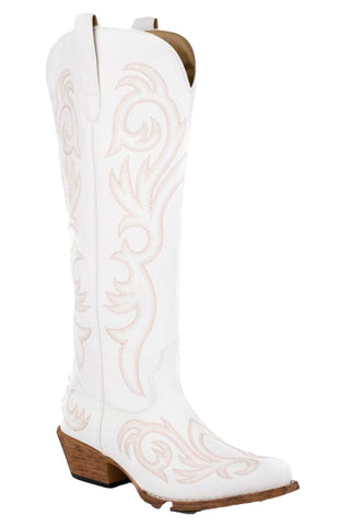 Roper Womens Ryder White Faux Leather 16in Cowboy Boots