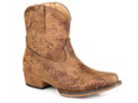 Roper Womens Sashay Vintage Tan Faux Leather Cowboy Boots