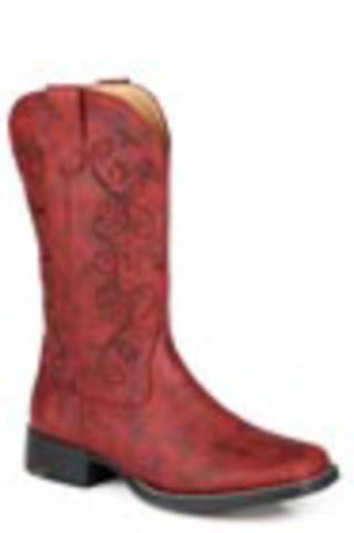 Roper Womens Bailey Vintage Wine Faux Leather Cowboy Boots