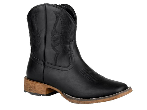 Roper Womens Shayla Black Faux Leather Cowboy Boots