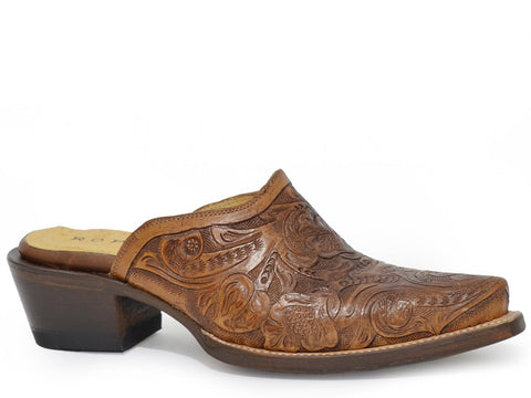 Roper Womens Mary Brown Leather Mules Shoes