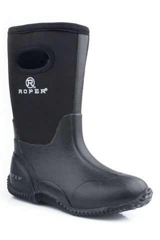 Roper Youth Unisex Barnyard Black Neoprene Work Boots