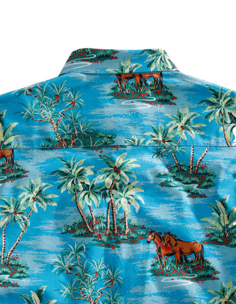 Mackay Blue 01 Tartan Vintage Leaves Hawaiian Shirt