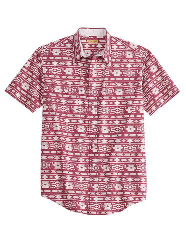 Tin Haul Mens Aztec Stripe Wine/White 100% Cotton S/S Shirt