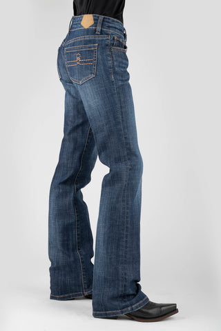 Tin Haul Womens Rosie Double X Loop Blue Cotton Blend Jeans