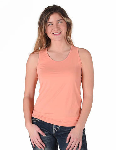 Cowgirl Tuff Womens Instant Cooling Racerback Coral Nylon S/L Tank Top