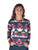 Cowgirl Tuff Womens Western Midweight Red/Blue Poly/Spandex L/S T-Shirt