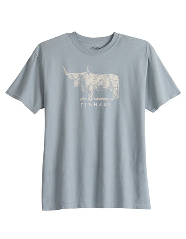 Tin Haul Mens Bull Standing Grey 100% Cotton S/S T-Shirt