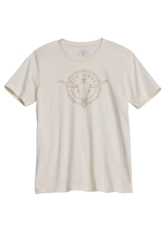Tin Haul Unisex Longhorn in Barb Circle Natural Cotton Blend S/S T-Shirt