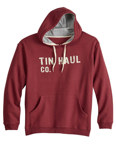 Tin Haul Mens Sueded Heather Oxblood Cotton Blend Hoodie