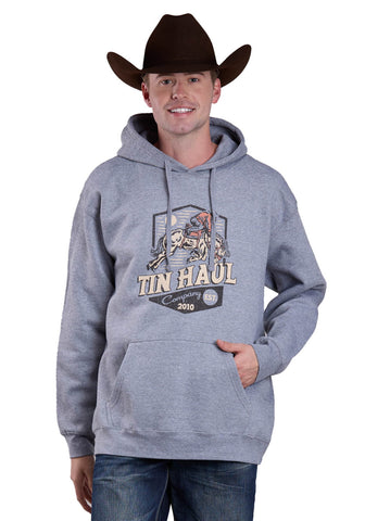 Tin Haul Mens Jumping Horse Bronc Rider Grey Cotton Blend Hoodie