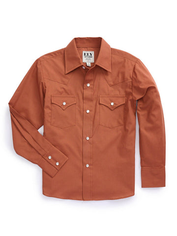 Ely and Walker Kids Boys Solid Western Snap Rust Poly/Cotton L/S Shirt