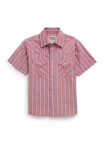 Ely and Walker Kids Boys Western Stripe Snap Red Poly/Cotton S/S Shirt