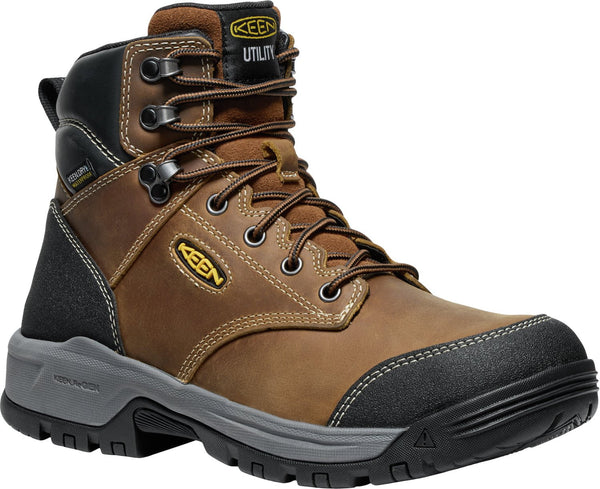 Keen Utility Mens Evanston 6in WP Soft Toe Bison/Black Leather