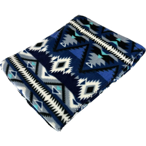 Rockmount Unisex Native Pattern Western Blue/Black Fleece Throw Blanket