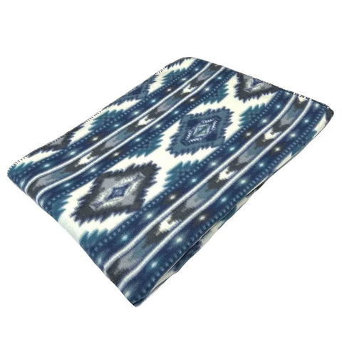 Rockmount Unisex Native Pattern Western Blue Fleece Throw Blanket