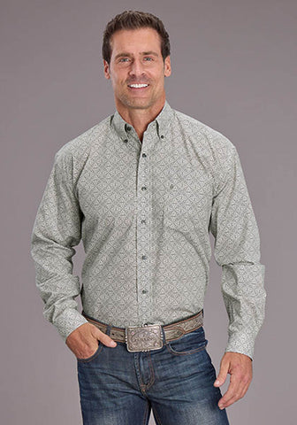 Stetson Mens 2518 Pewter Filigree Grey 100% Cotton 1 Pkt L/S Shirt