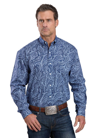Stetson Mens Plume Paisley Indigo 100% Cotton 1 Pkt L/S Shirt