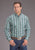 Stetson Mens Vintage Plaid Turquoise 100% Cotton 1 Pkt L/S Shirt
