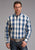 Stetson Mens Ombre Dobby Blue 100% Cotton L/S Shirt