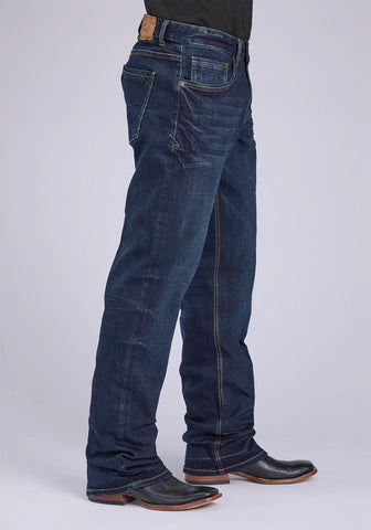 Stetson Mens 1313 Modern Stretch Dark Wash Cotton Blend Pieced Jeans