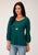 Stetson Womens Jade Scoop Jade 60% Polyester/40% Rayon 3/4 Sleeve S/S Blouse