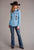 Stetson Womens Floral Crepe Blue 100% Rayon L/S Shirt