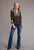 Stetson Womens Twill V-Neck Chocolate 100% Rayon L/S Blouse