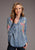 Stetson Womens Floral Front Blue Lyocell L/S Shirt