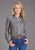 Stetson Womens 2440 Horse Pennies Grey 100% Rayon L/S Blouse