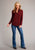 Stetson Womens Ditzy Western Wine 100% Rayon L/S Shirt