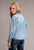 Stetson Womens Patch Pockets Blue 100% Cotton L/S Shirt