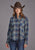 Stetson Womens Flannel Plaid Navy 100% Cotton L/S Shirt