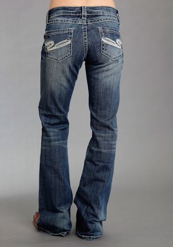 Stetson Womens 816 Classic Heavy White S Blue Cotton Blend Jeans 16L