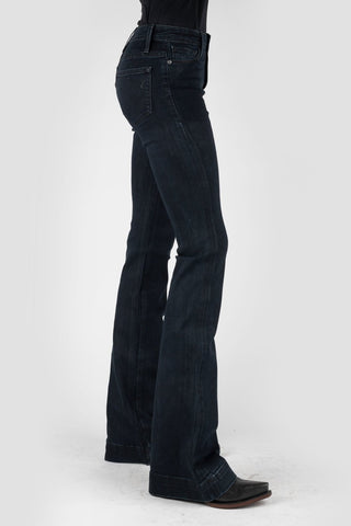 Stetson Womens 921 High Waist Plain Black Cotton Blend Jeans