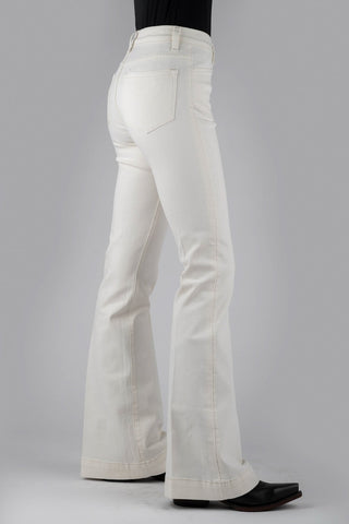 Stetson Womens 921 High Waist Plain White Cotton Blend Jeans