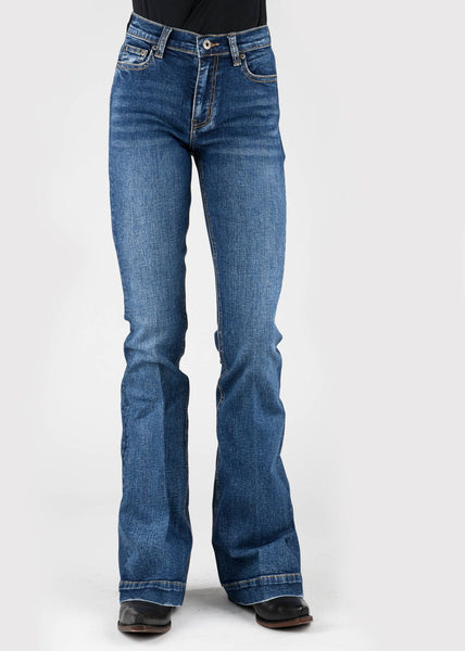Stetson Womens 921 High Waist Flare Deco Dark Wash Cotton